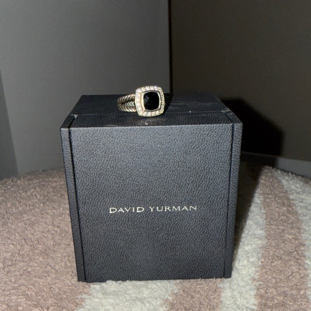 David Yurman Silver Ring with Black Stone
